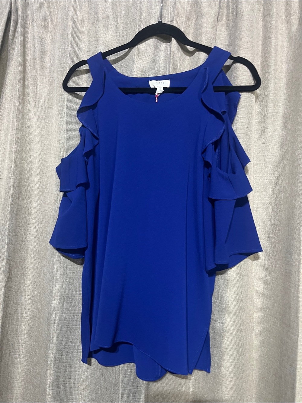 Umgee Cobalt Blue Layered Ruffle Cold-Shoulder Top